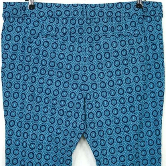 Lane Bryant Ashley Crop Pants Curvy Blue Teal‎ Jacquard Stretch 20 - Picture 6 of 12